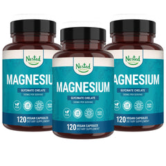Nested Naturals Magnesium Glycinate Chelate 200 mg - 3-pack vegan capsules