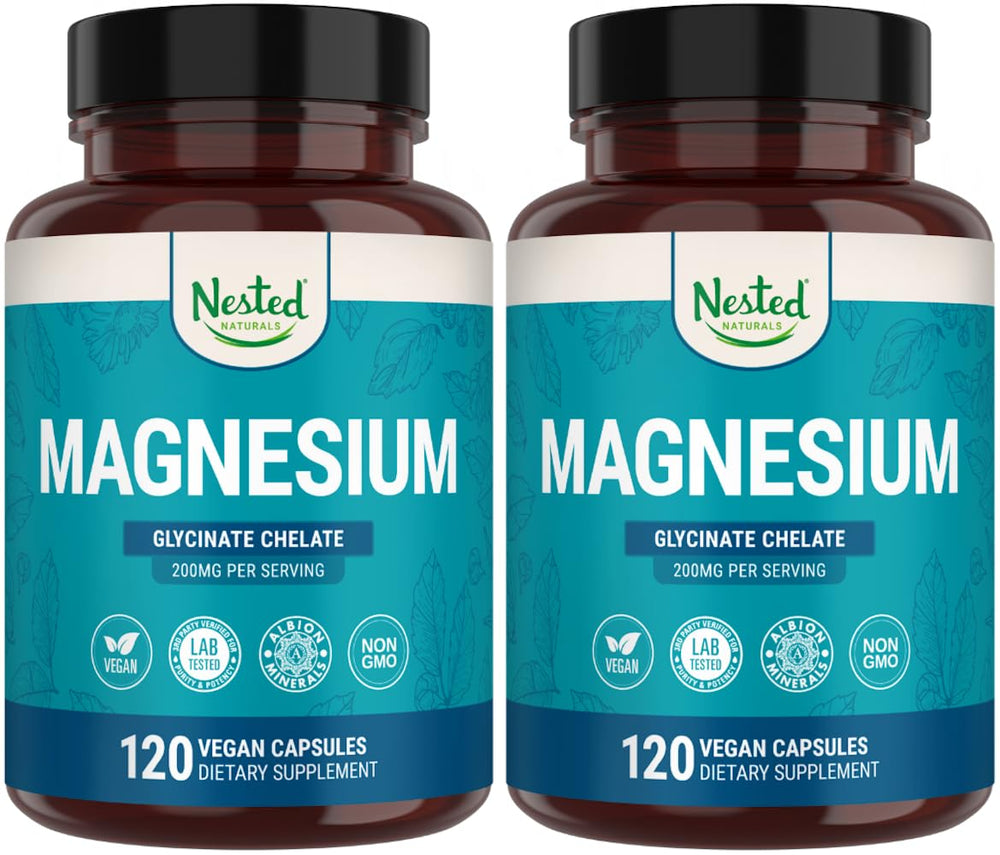 Bottle of Nested Naturals Magnesium Glycinate Chelate 200mg