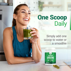 Graphic showing 20+ whole foods included in the greens blend