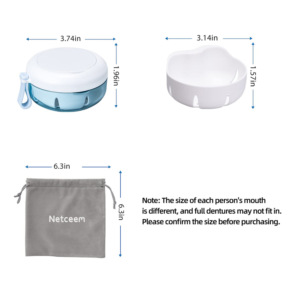Two-headed brush and additional cleaning tools for dentures