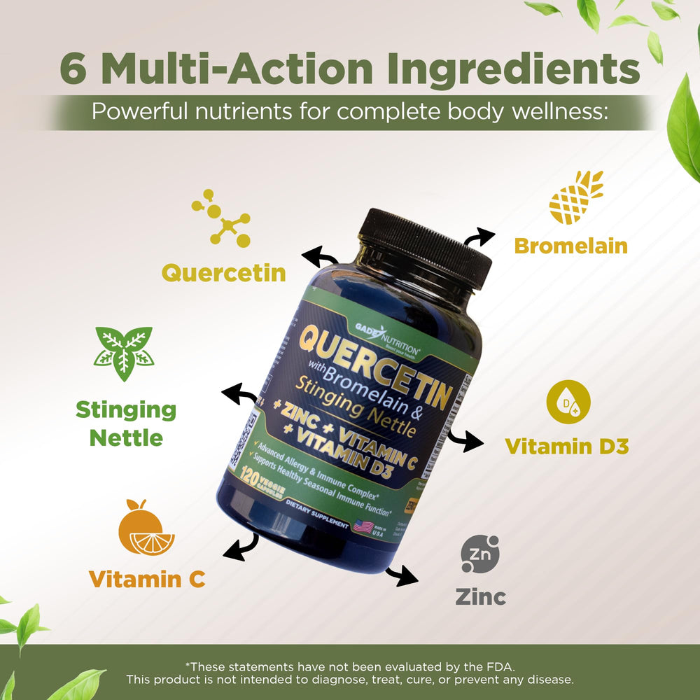 Nettle and quercetin bromelain veggie capsules for immune health