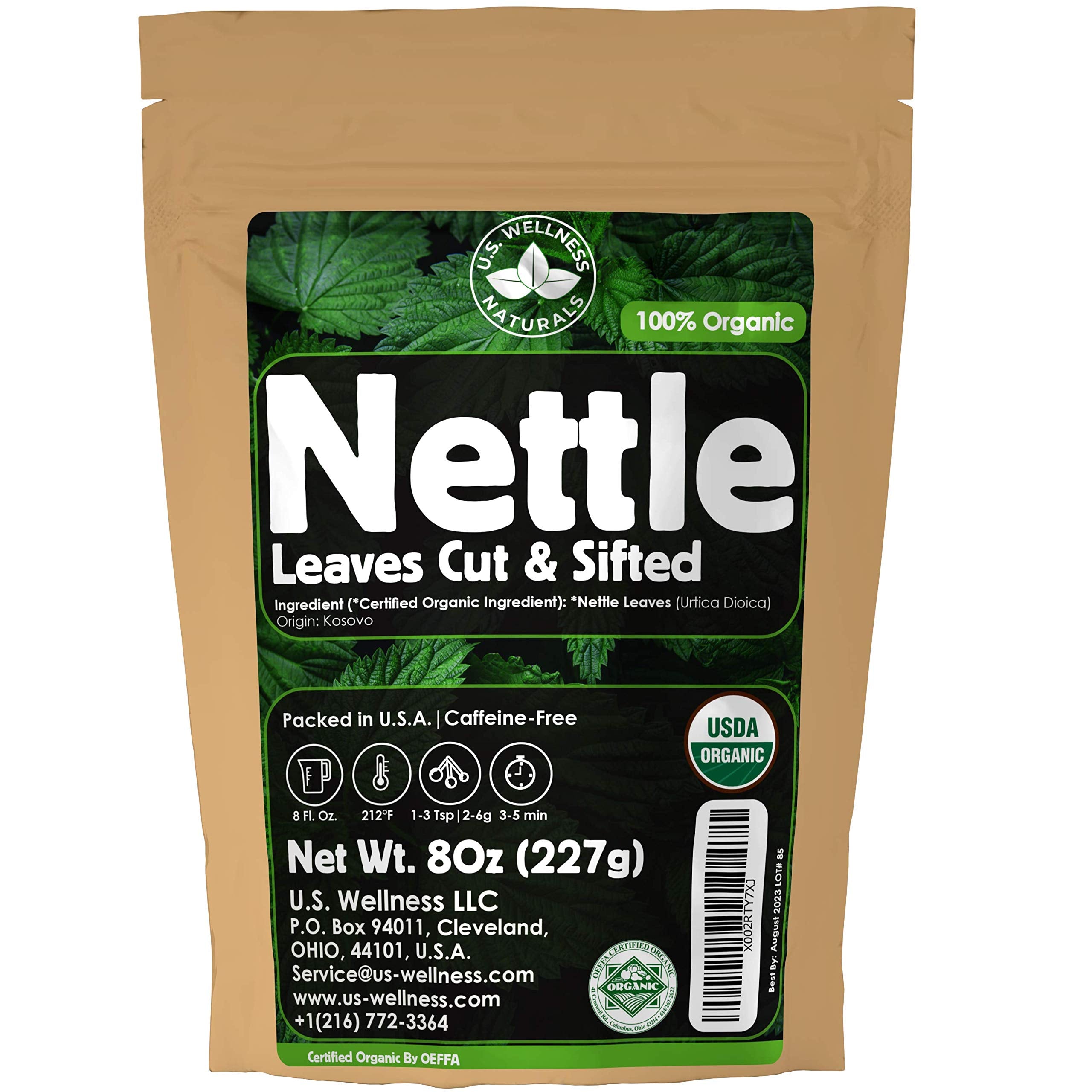 Nettle Tea 8oz wild harvest packaging label