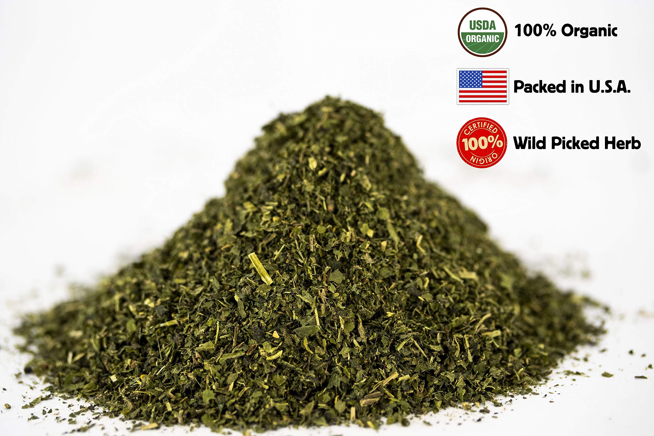 Loose leaf nettle tea cut and sifted