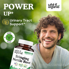 Close-up of nettle root extract 500 mg per serving label