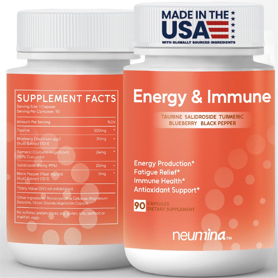 NEUMINA Women's Energy & Immune Complex front label highlights vegan capsules for energy and immune support
