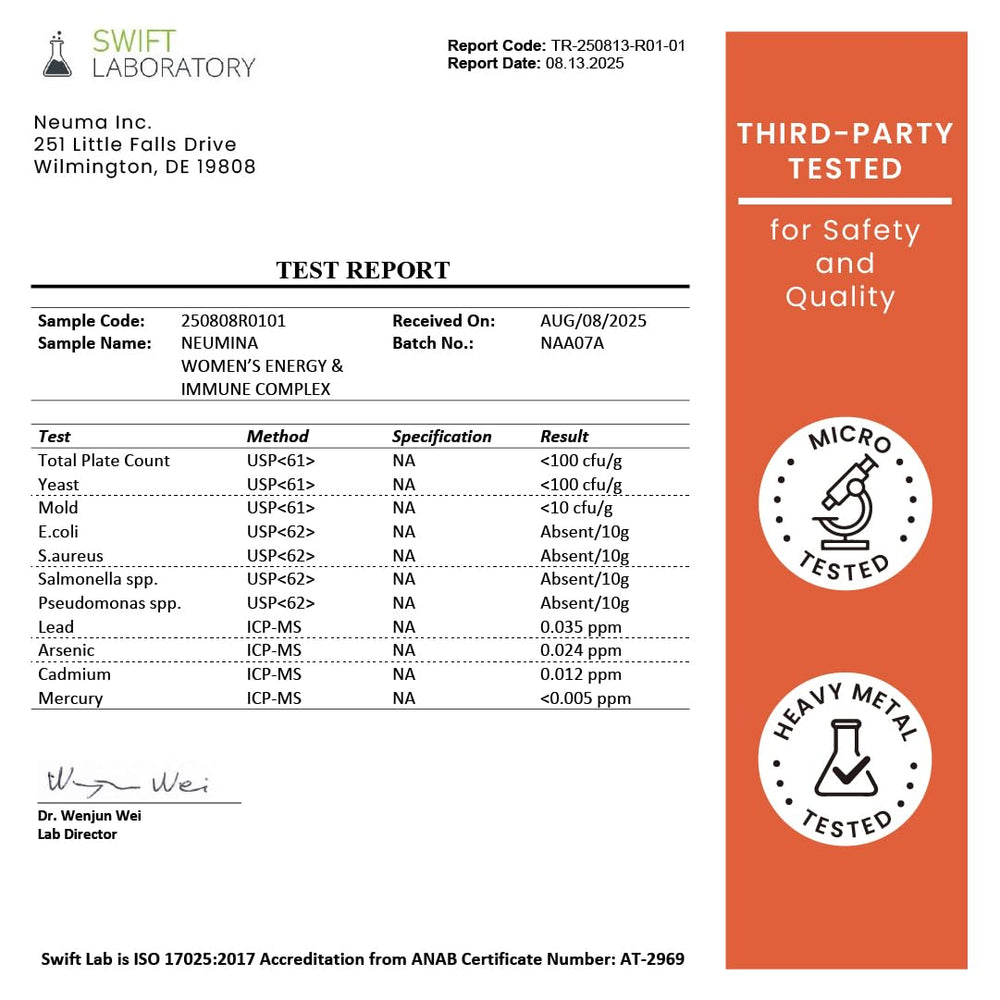 NEUMINA packaging shot shows recyclable packaging and 90-serving bottle