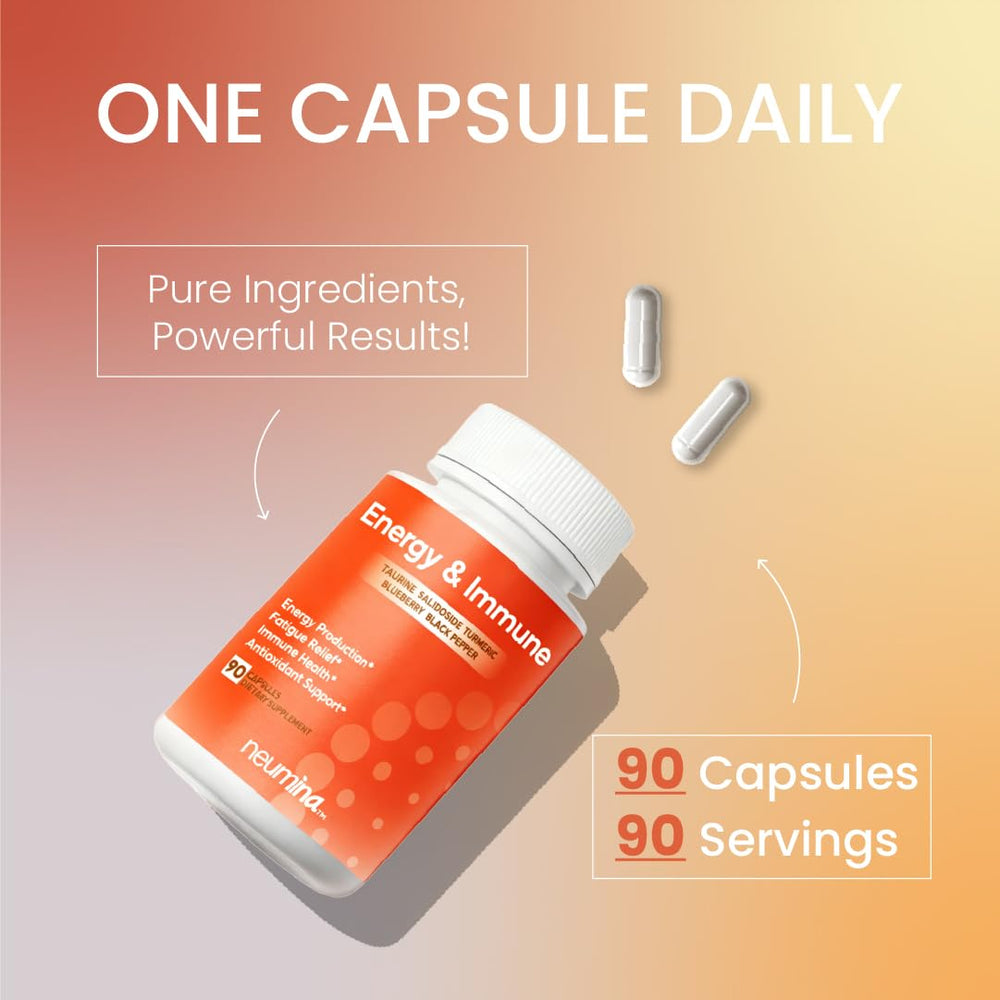 NEUMINA vegan capsules with seal indicates Non-GMO and allergen-free formulation