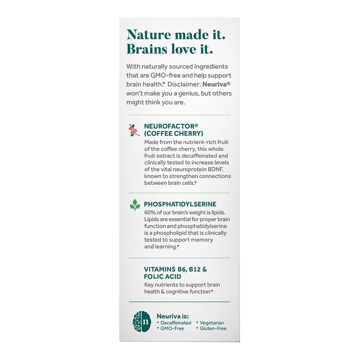 NEURIVA Plus ingredients image highlighting Neurofactor and phosphatidylserine