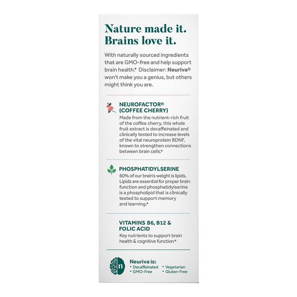 NEURIVA Plus ingredients image highlighting Neurofactor and phosphatidylserine