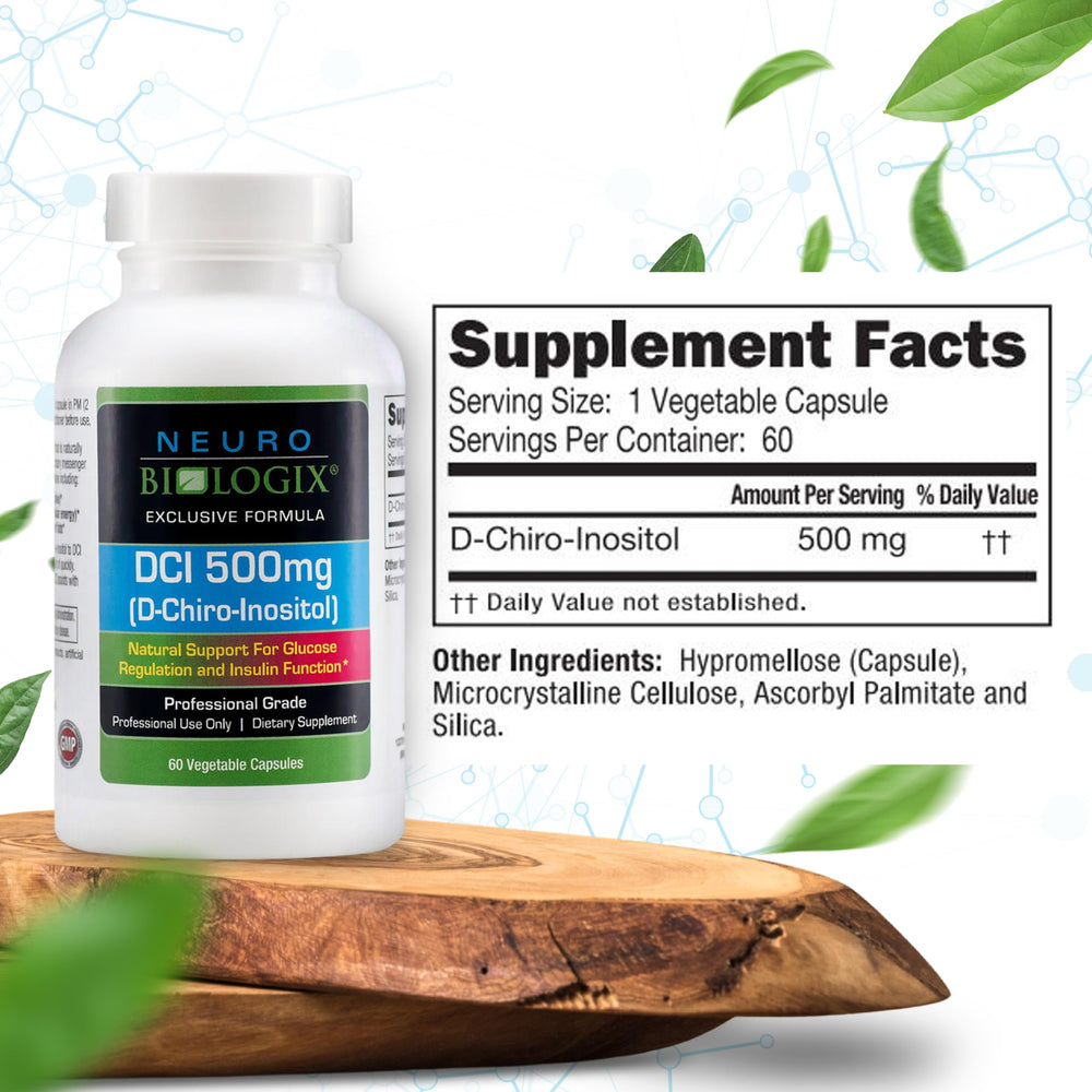 Close-up of Neuro Biologix D-Chiro Inositol 500mg capsules