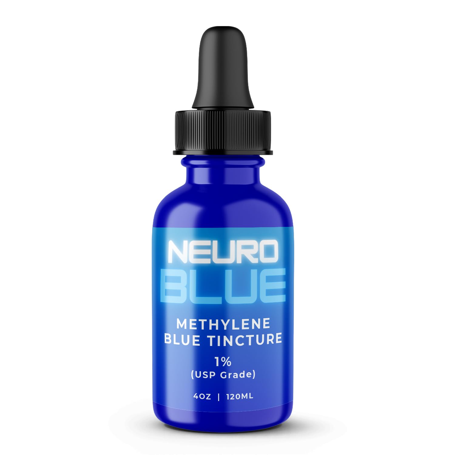 Neuro Blue bottle with 1% methylene blue tincture for cognitive support.