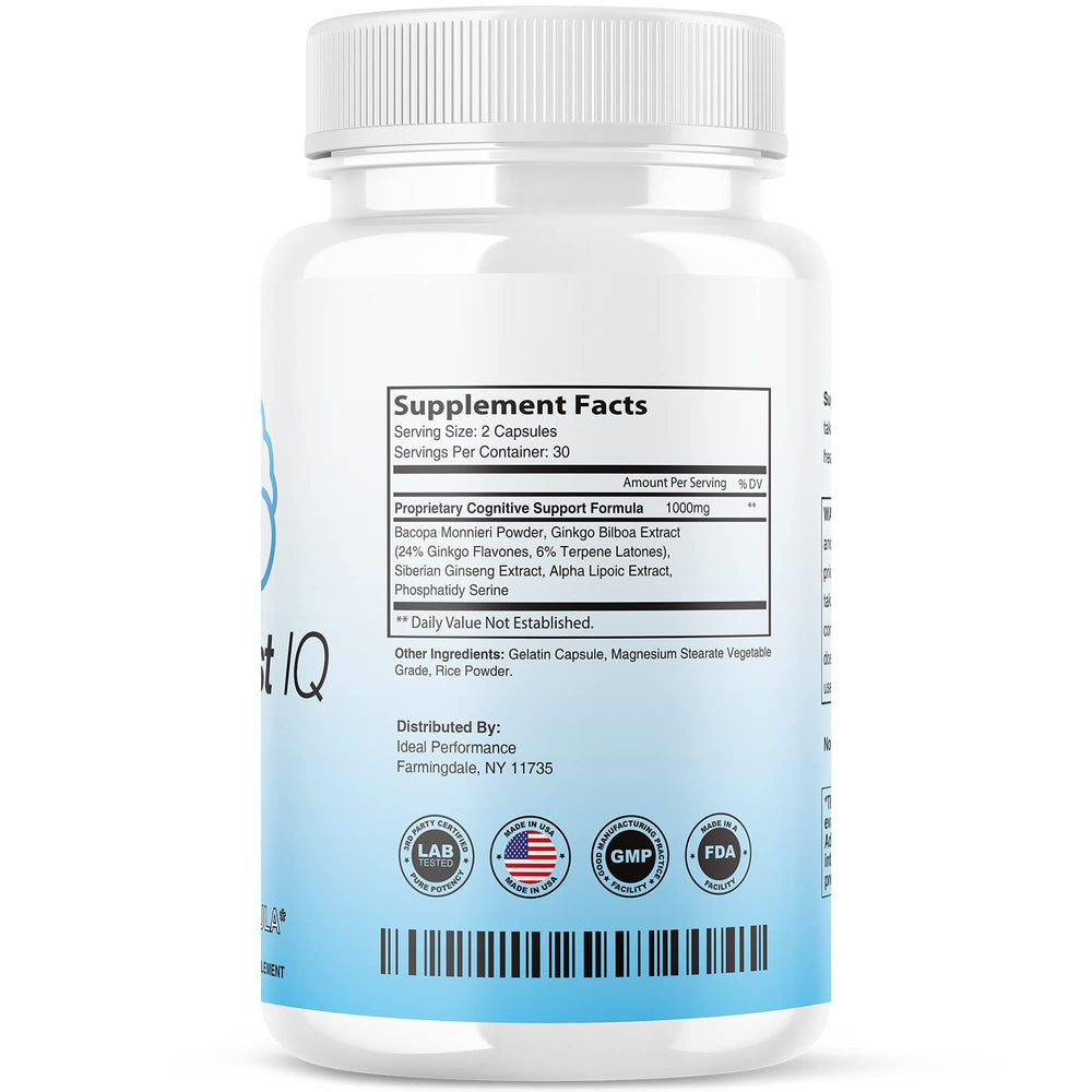 Front packaging and bottle of Neuro Boost IQ brain supplement