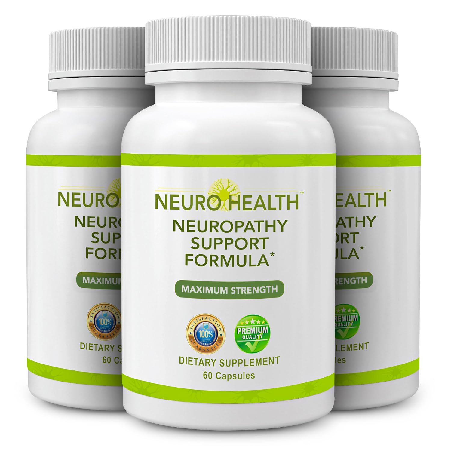 Front view of Neuro Health Nerve Support Formula bottle with 180 capsules