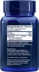 Close-up of Neuro-mag Magnesium L-threonate label showing 90 count