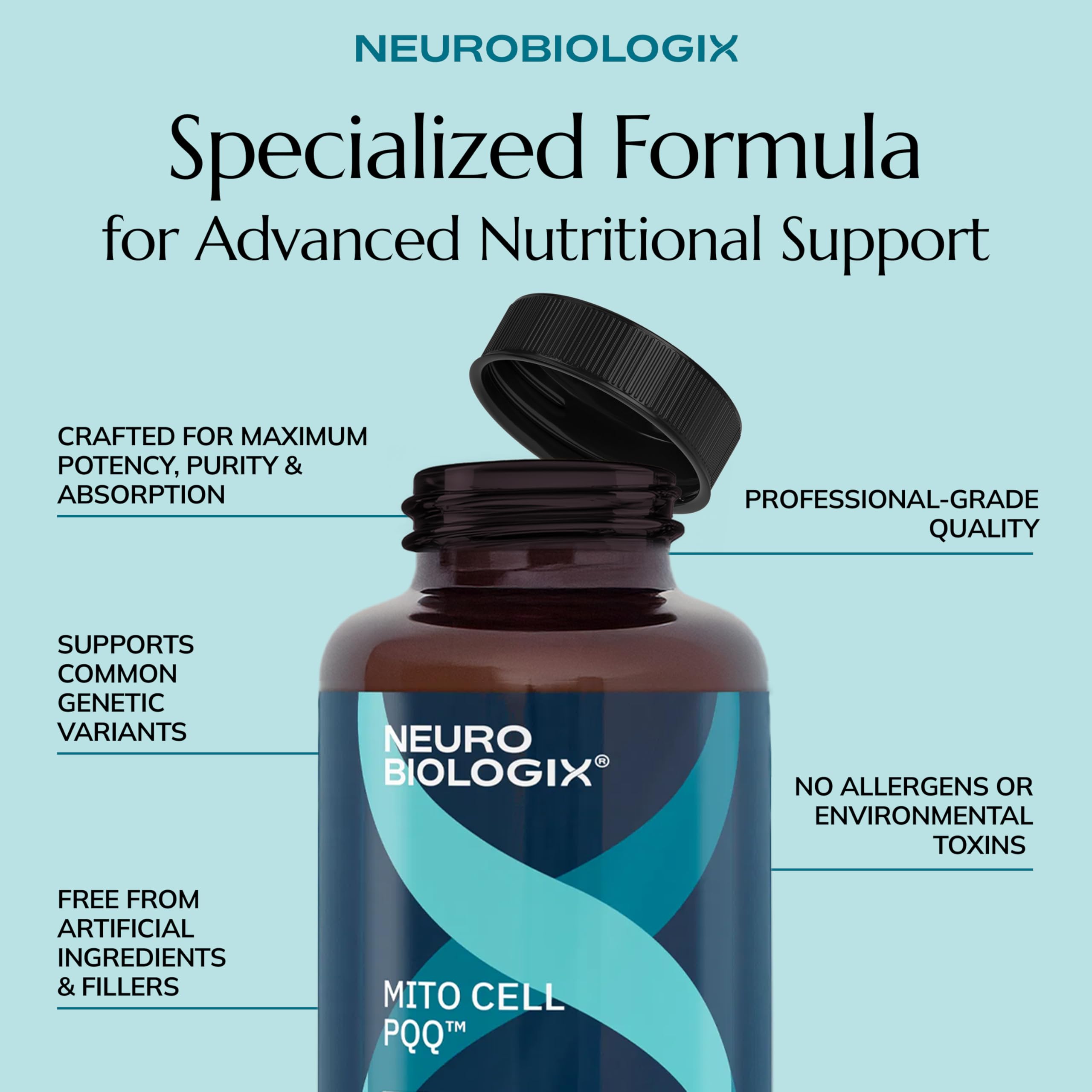 Neurobiologix Mito Cell NADH capsule closeup signals energy metabolism support.