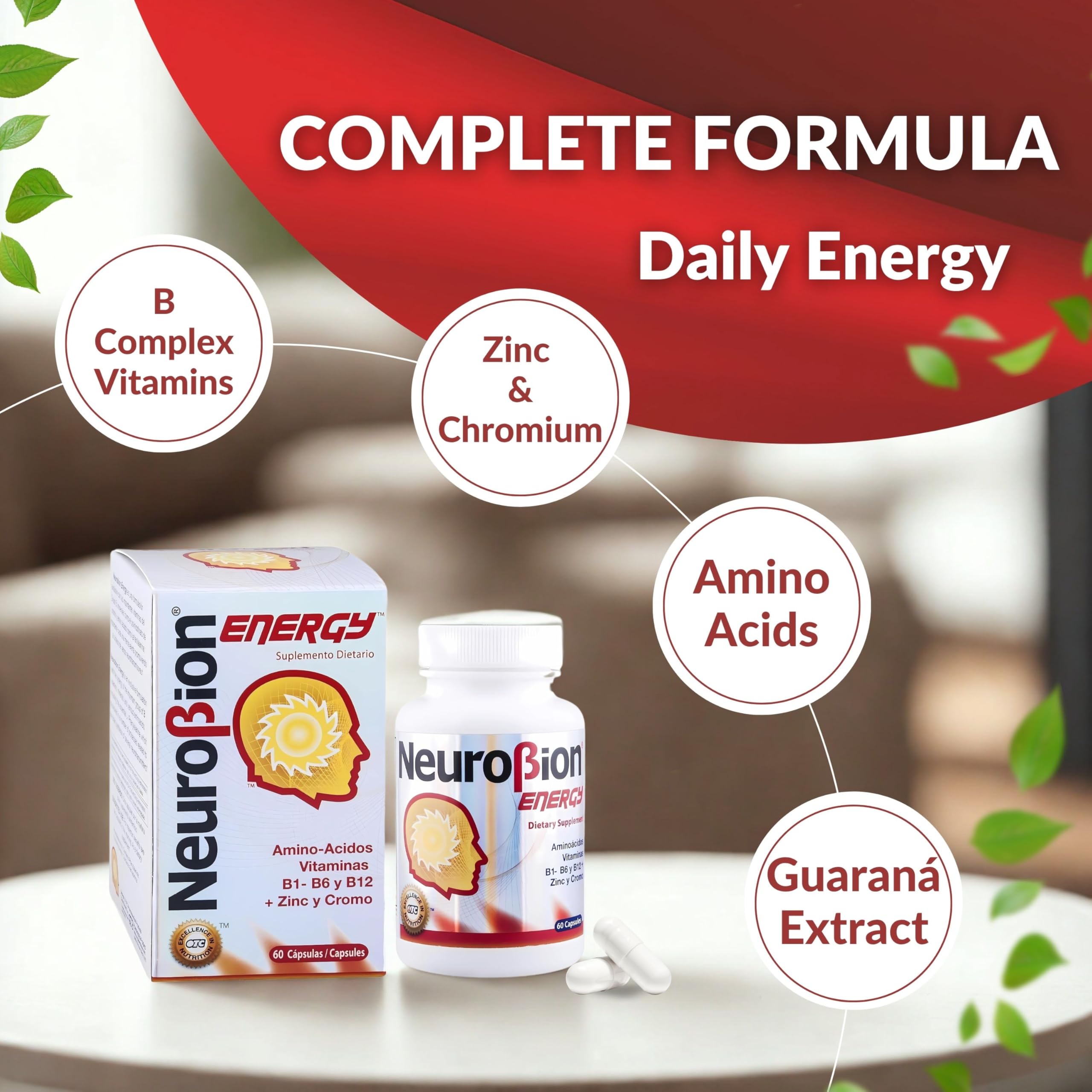 Lifestyle image showing active person holding Neurobion Energy bottle