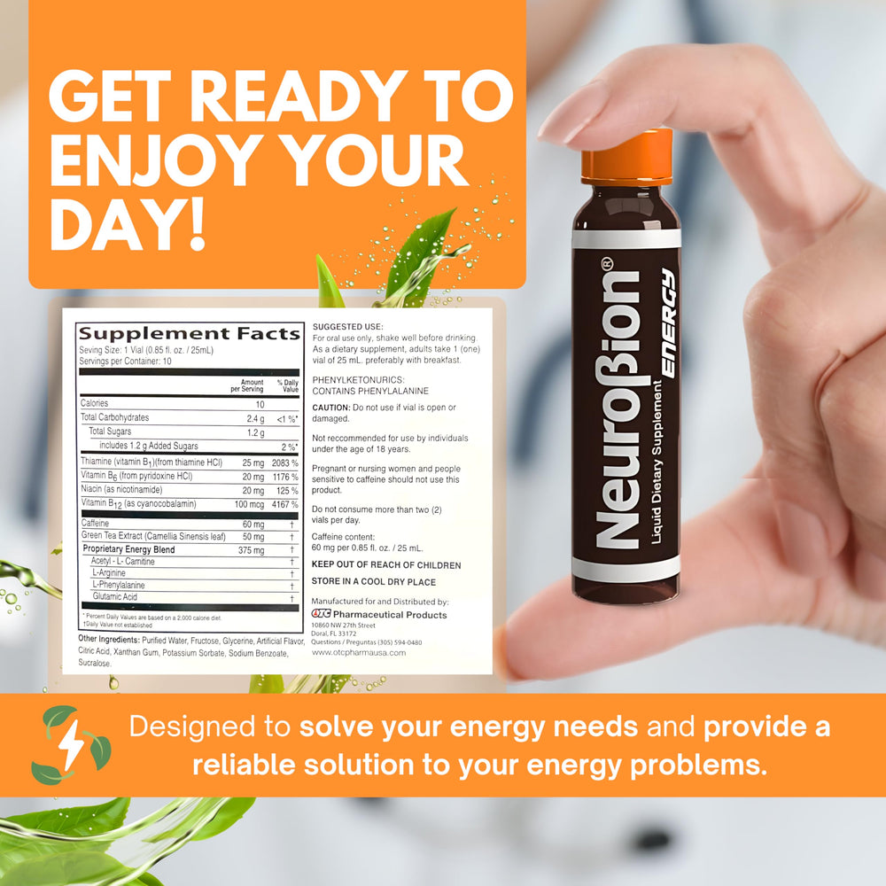 Back view with product details of Neurobion Energy Liquid