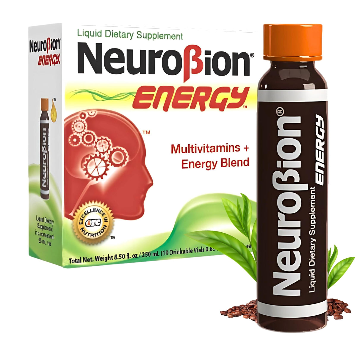 Front view of Neurobion Energy Liquid 250 ml bottle