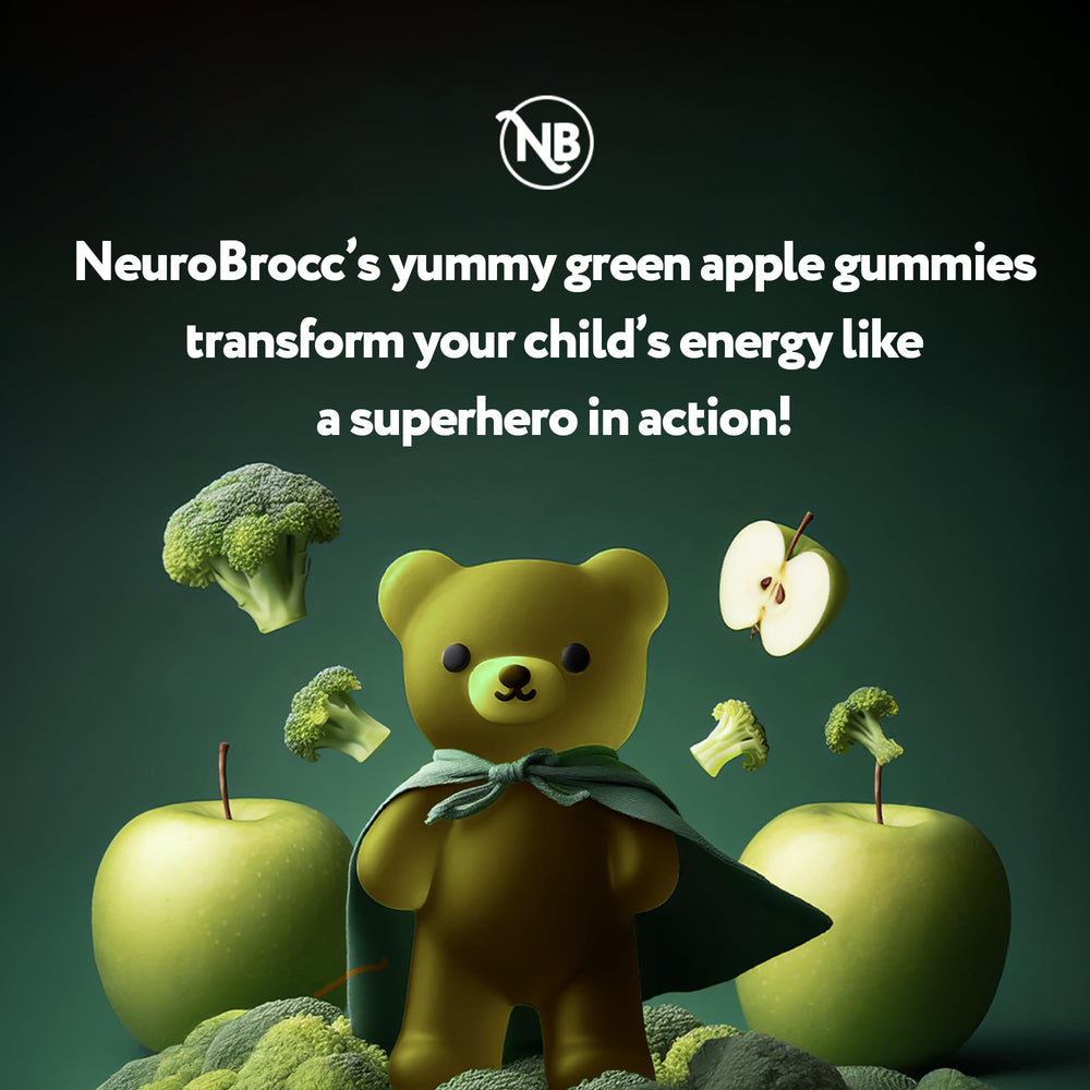 Close-up of green apple-flavored sulforaphane gummy