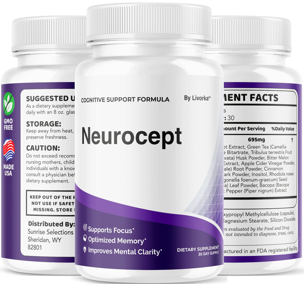 Neurocept brand label and product design details