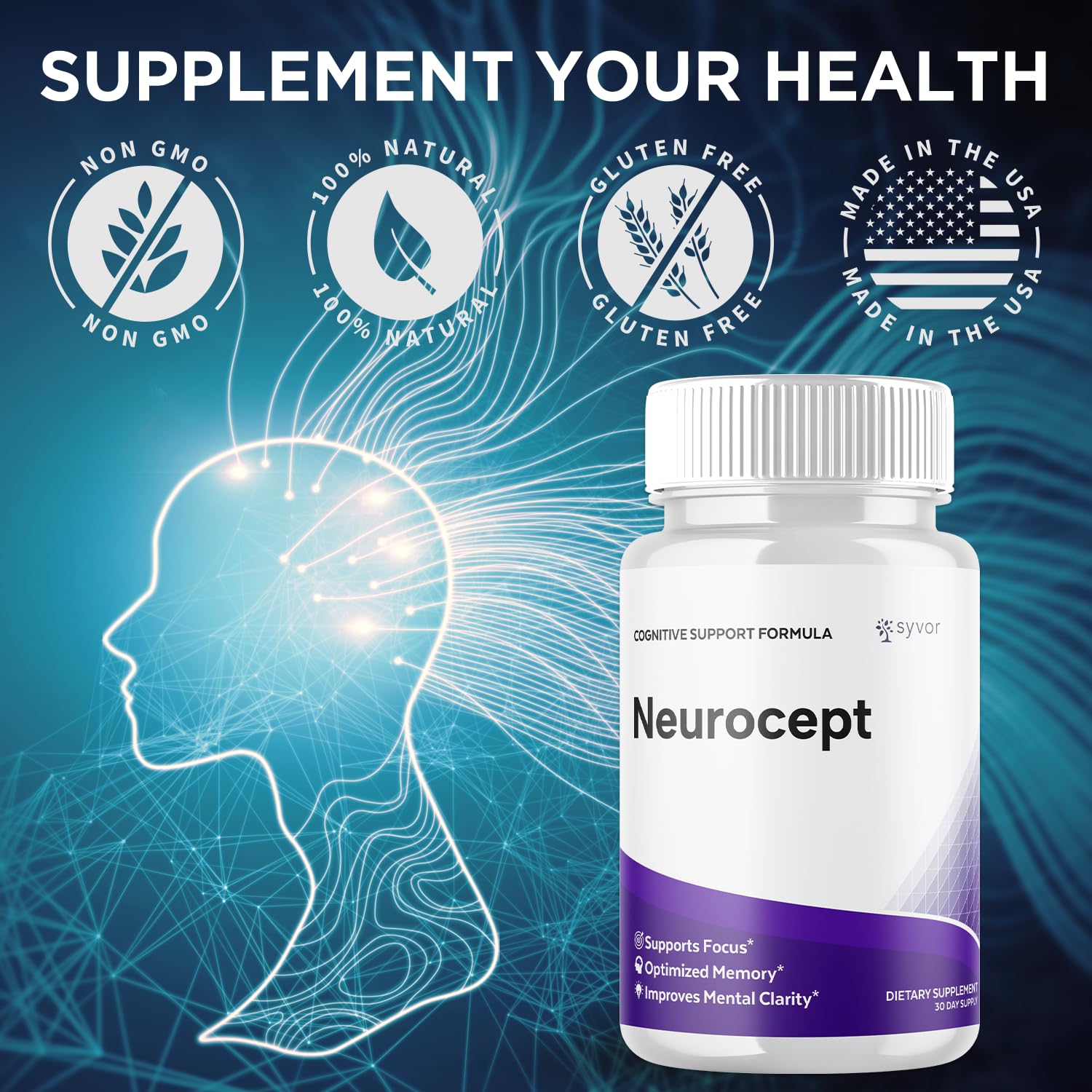 Nutrition facts for Neurocept Brain Supplement