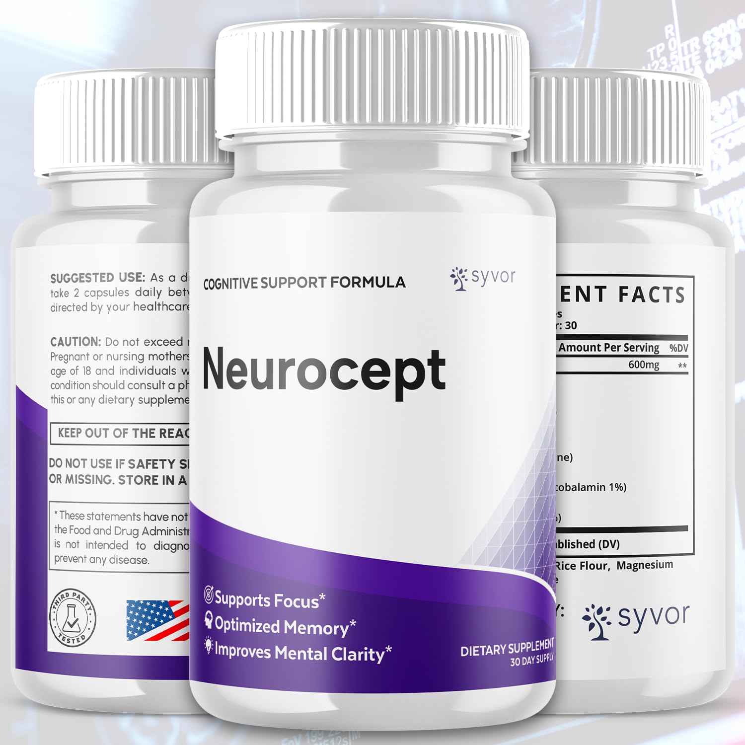 Neurocept Capsules bottle front label close-up