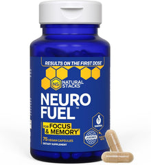 Front view of NATURAL STACKS NeuroFuel bottle