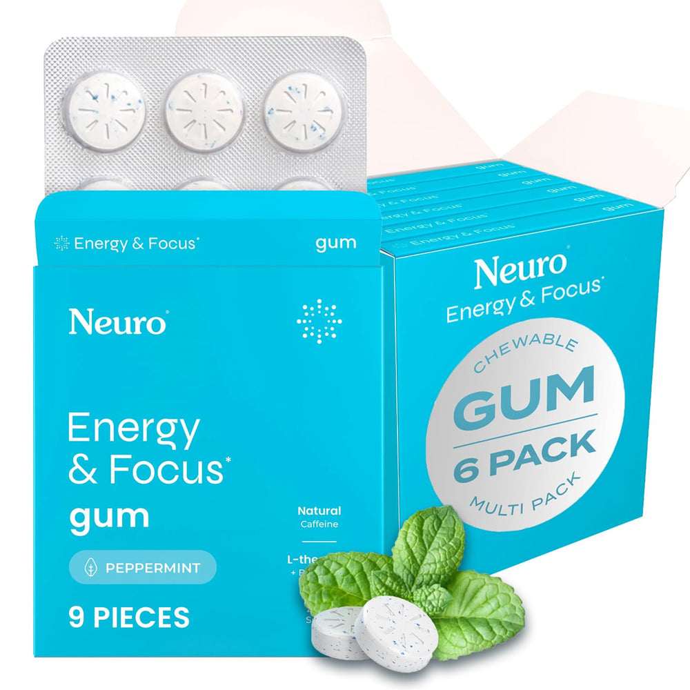 NeuroGum Energy & Focus Gum peppermint 54-count 6-pack box