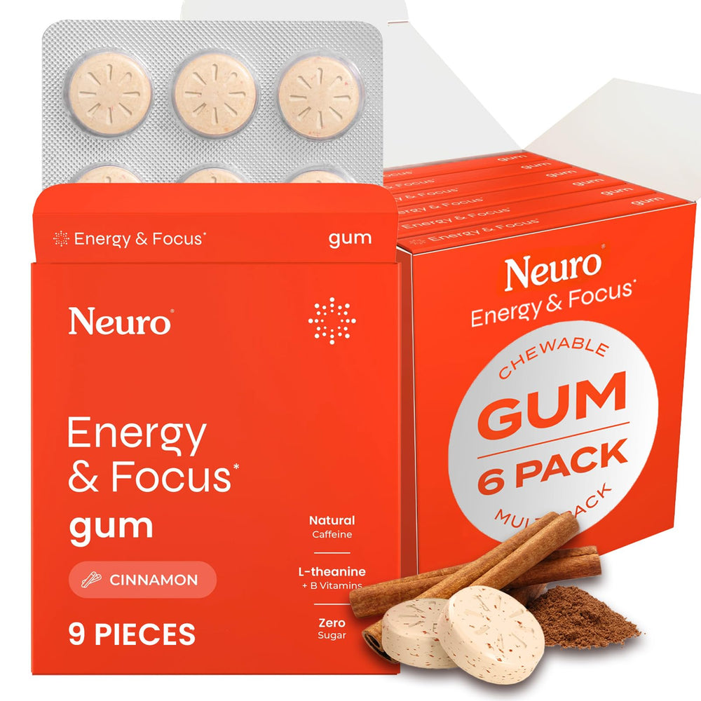 Front view of NeuroGum Energy & Focus Gum Cinnamon flavor