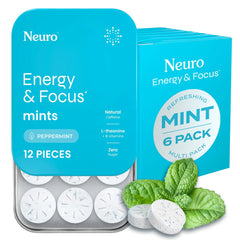 Front view of NeuroGum Energy & Focus Mints Peppermint box