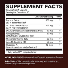 Back view of NeuroIGNITE bottle showing supplement facts