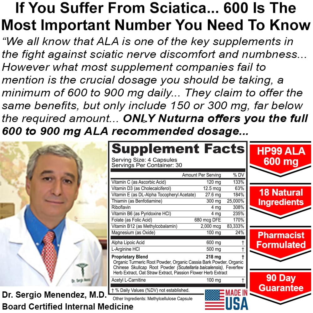 Neuropathy and sciatica relief supplement benefits illustration