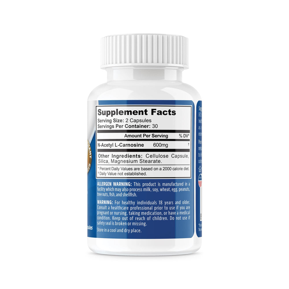 N-Acetyl-L-Carnosine 600mg capsules displayed