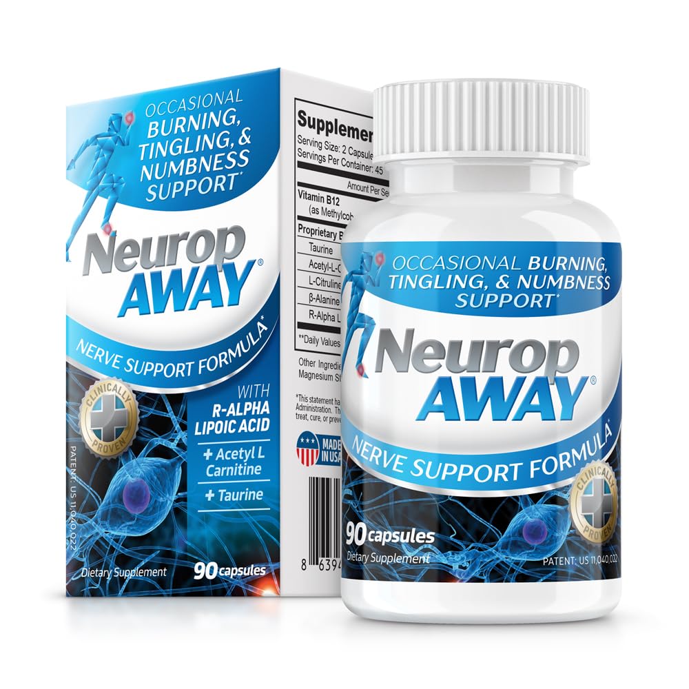 NeuropAWAY Nerve Support Formula bottle and capsules