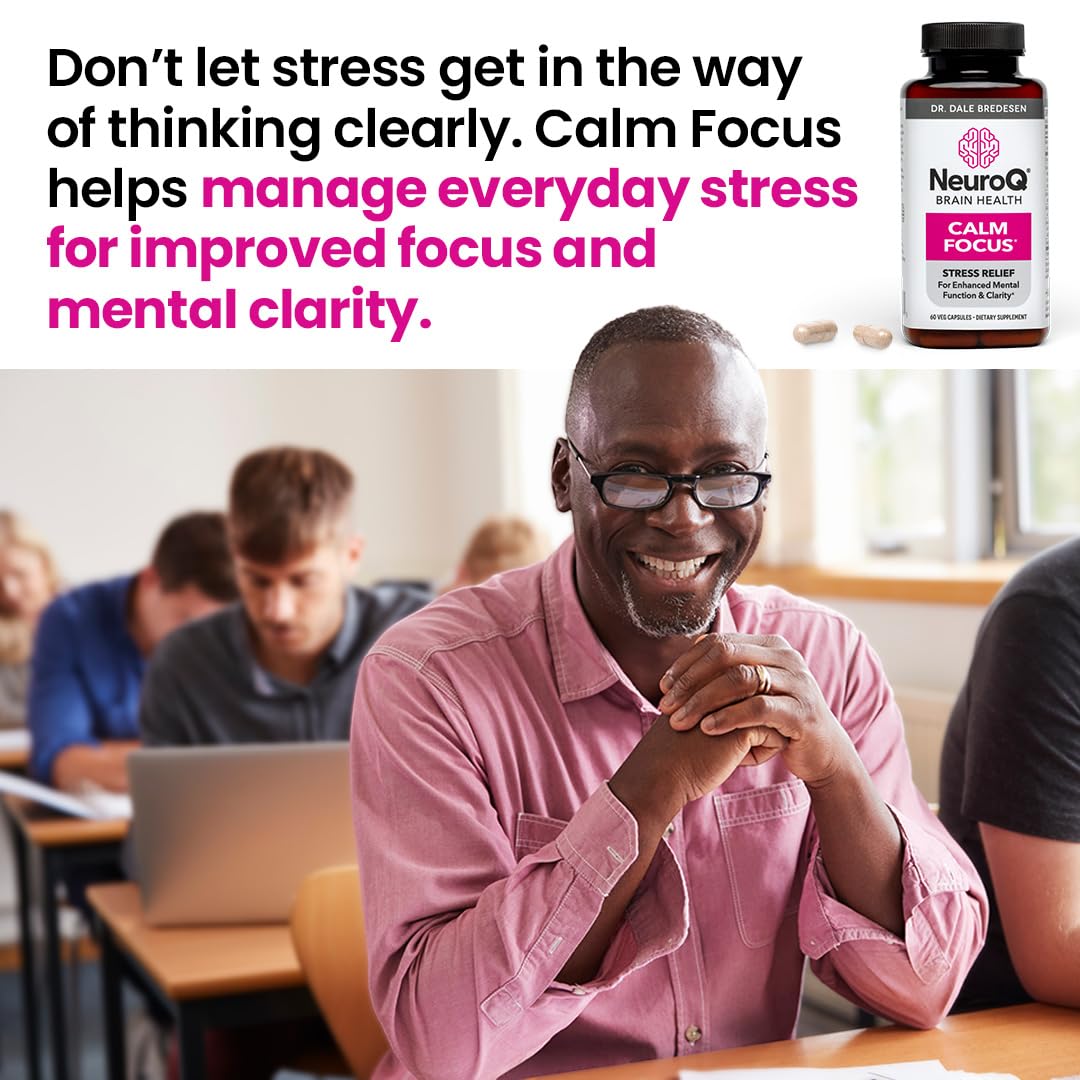 Person taking NeuroQ Calm Focus capsules for stress relief