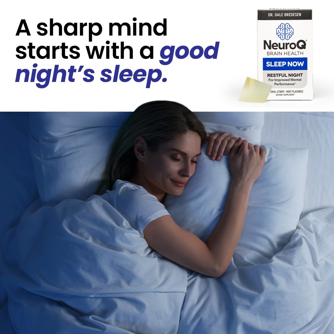 NeuroQ Sleep Now bottle on a neutral surface with white background