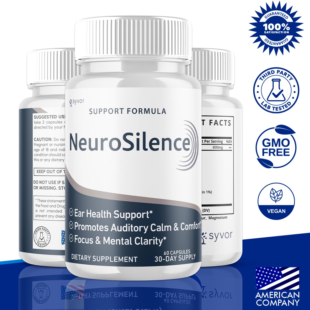 Side view of Neurosilence Capsules bottle