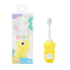 Neverfade Dinosaur Kids Toothbrush with yellow handle and soft 0.08mm bristles