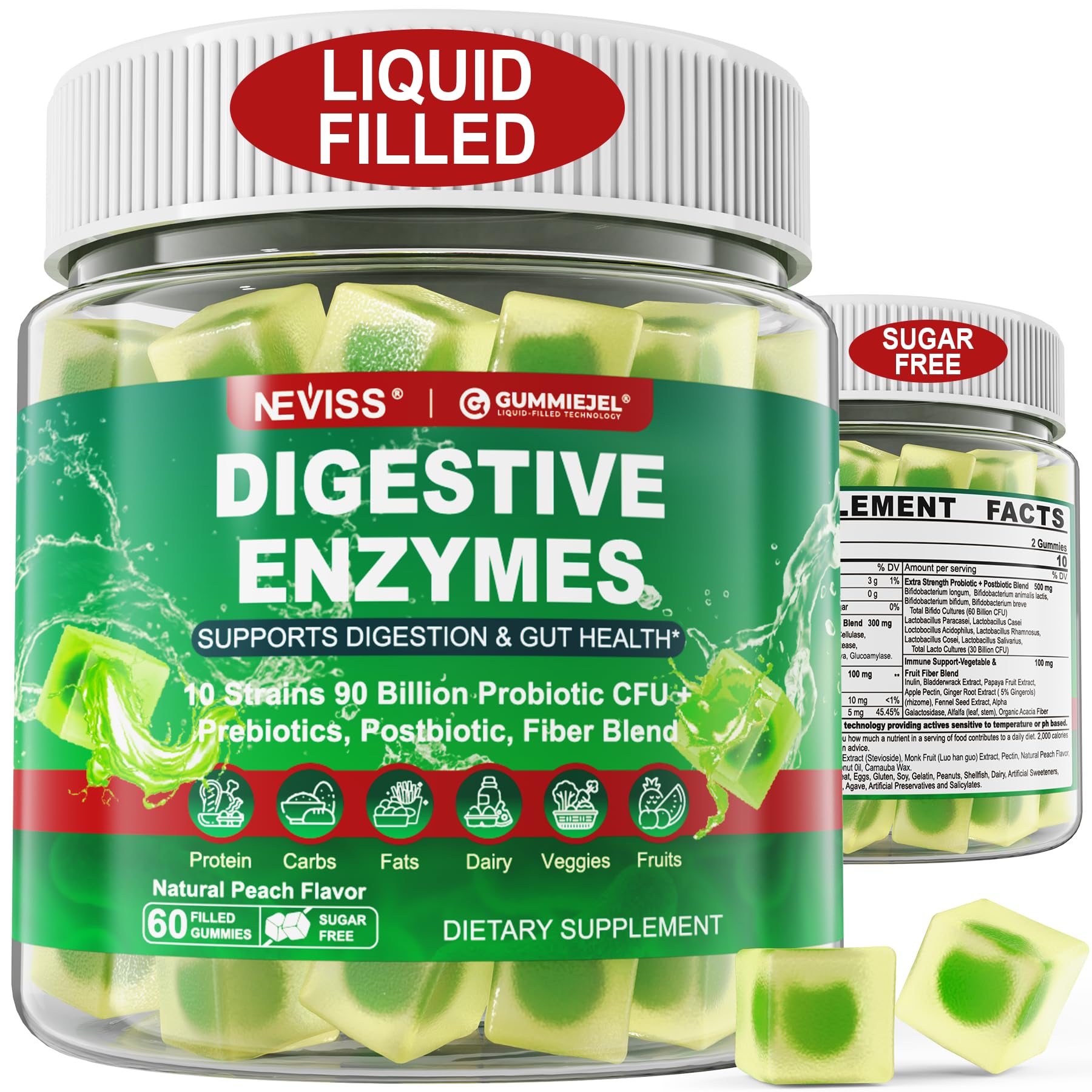 NEVISS Digestive Enzymes Gummies bottle front view