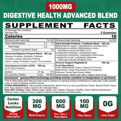 NEVISS Digestive Enzymes Gummies bottle back label with nutrition facts