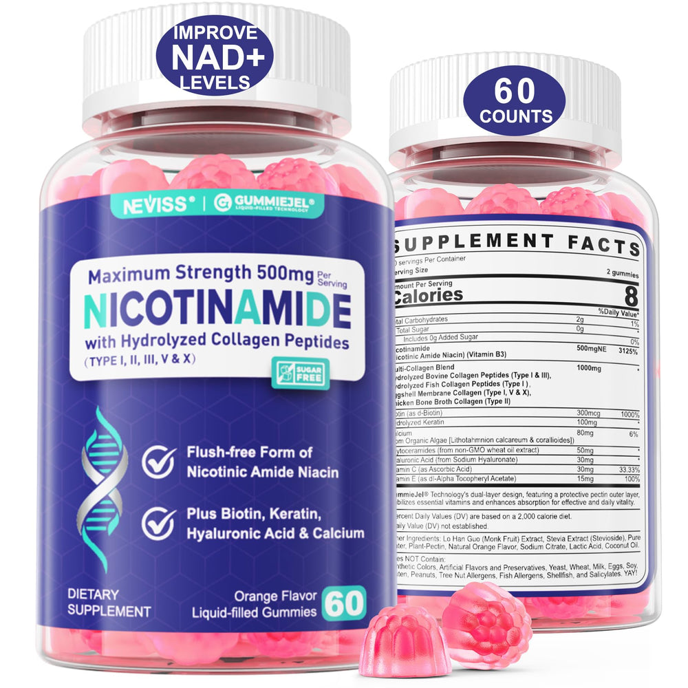 NEVISS Nicotinamide 500mg Gummies bottle front view