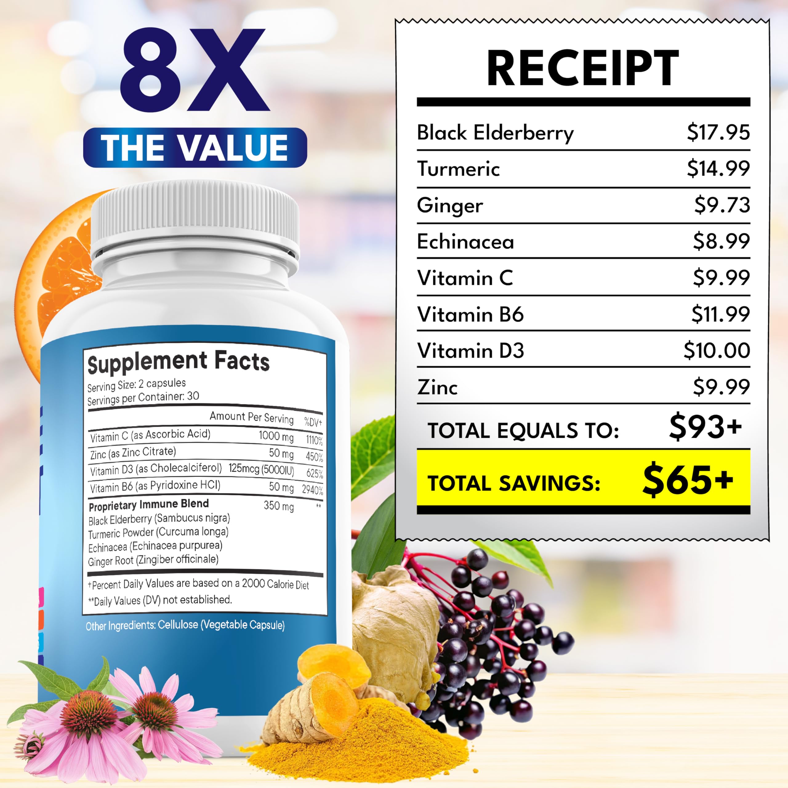 8 immunity ingredients blend diagram