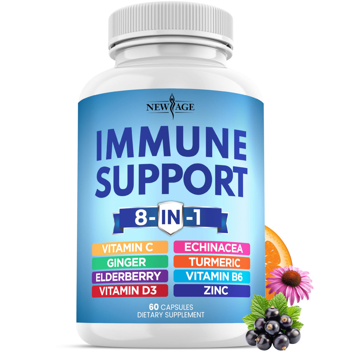 New Age 8-in-1 Immune Support bottle front with label