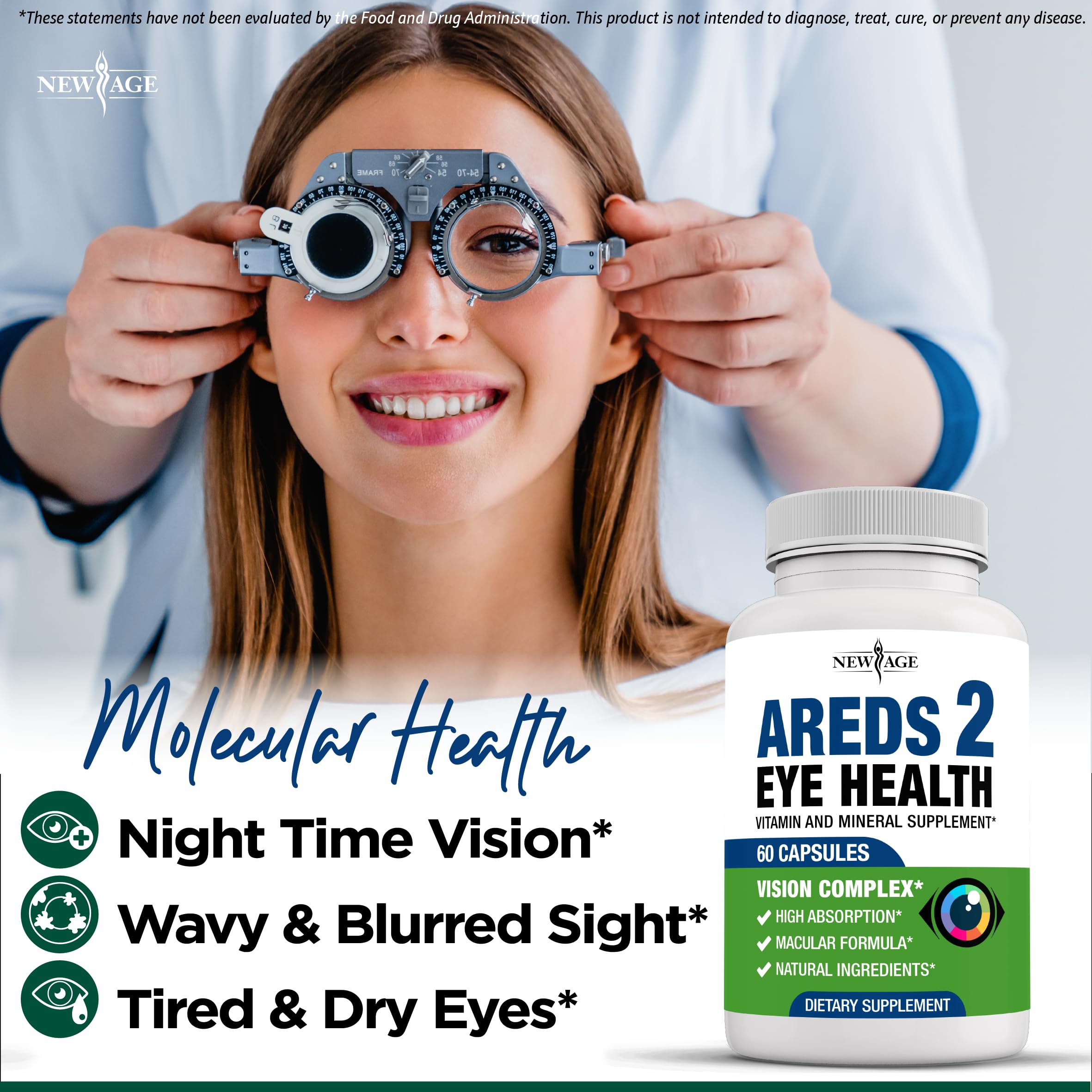 Close-up of AREDS 2 eye vitamins bottle label