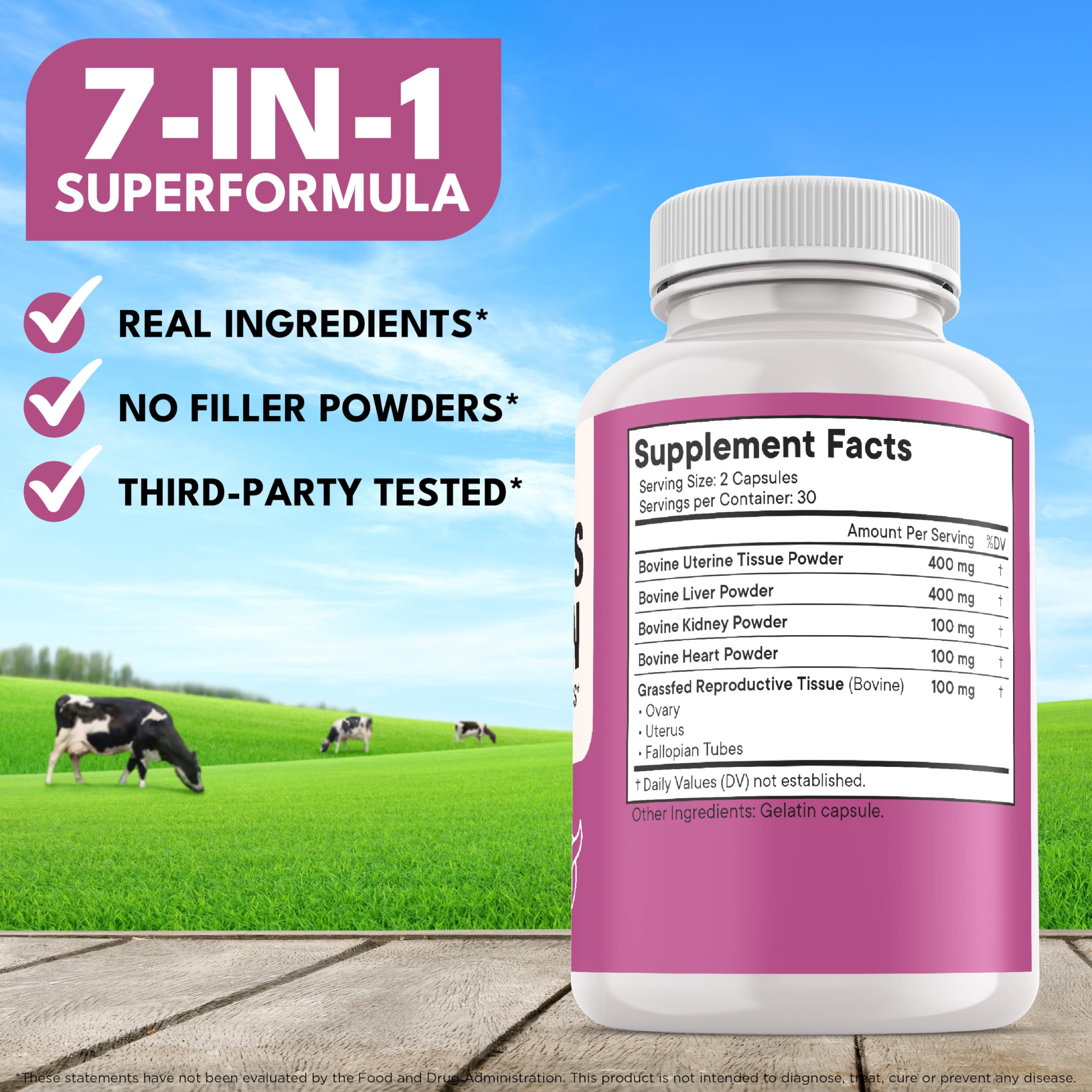 Packaging image showing New Age Beef Organ Supplement for Women - 120 capsules