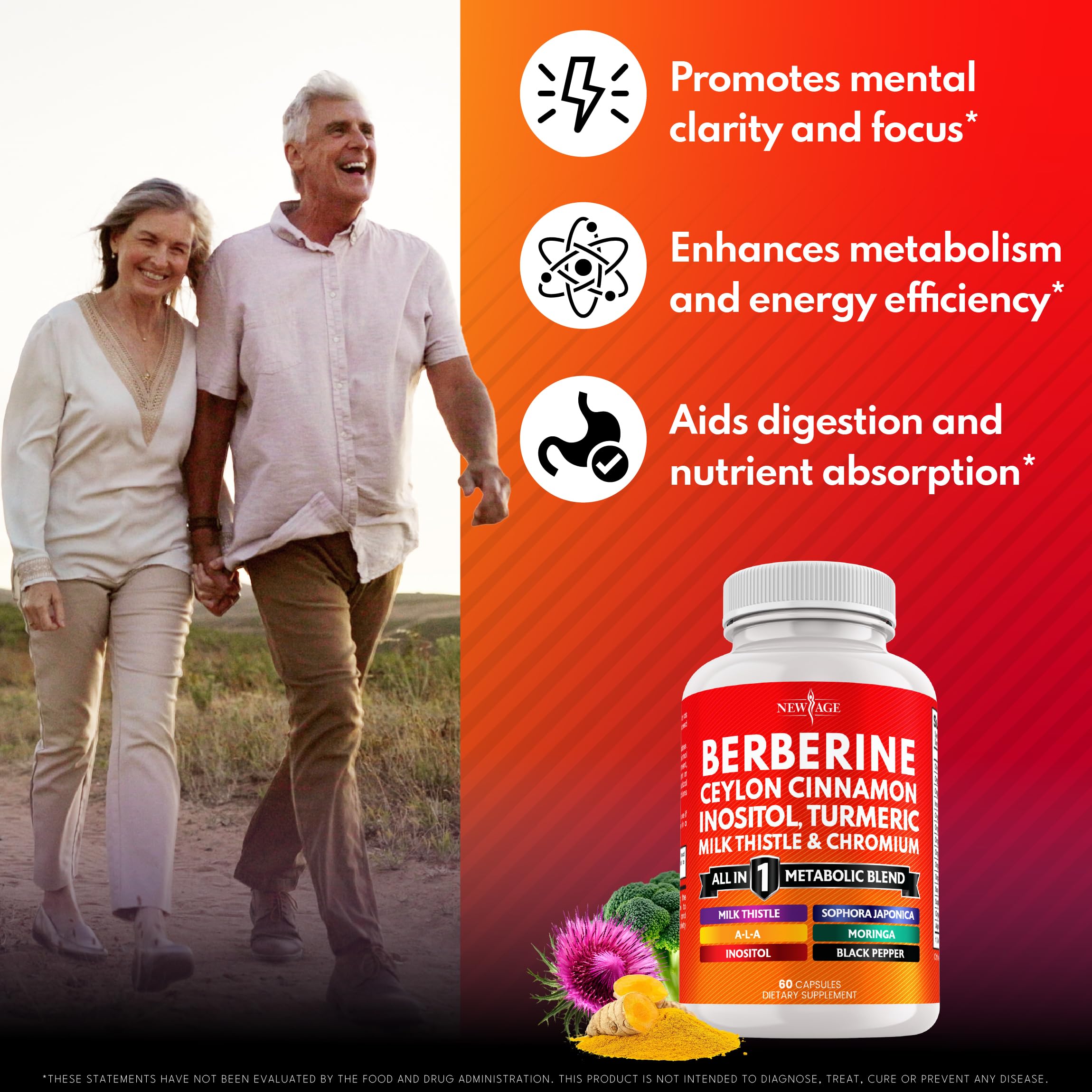 NEW AGE supplement facts label close-up showing full ingredient transparency