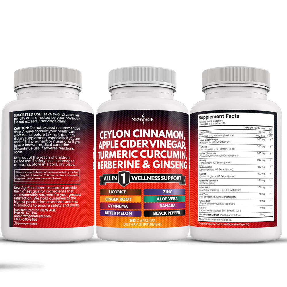 NEW AGE supplement facts label close-up showing clear ingredient transparency