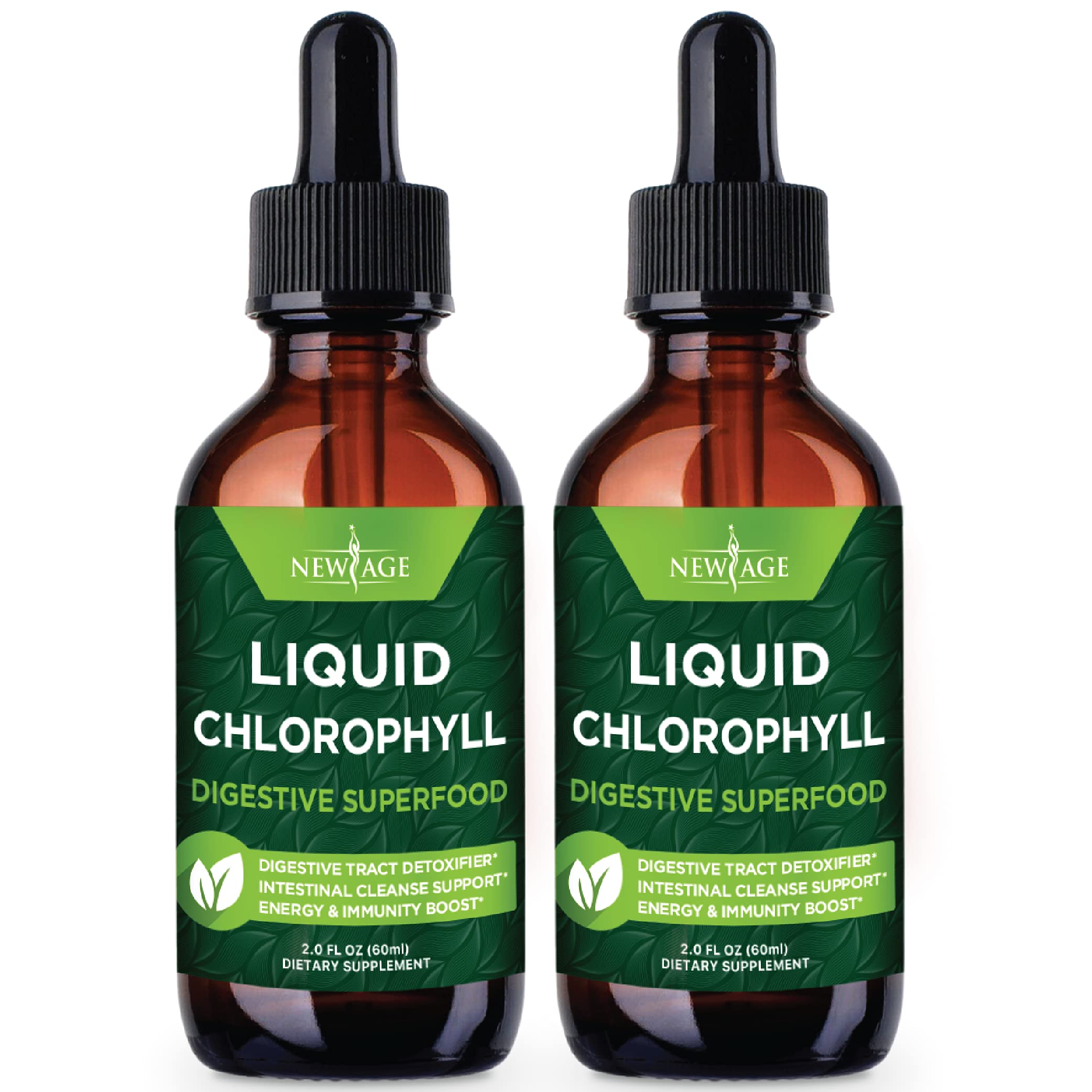 New Age Chlorophyll Liquid Drops bottle on white background