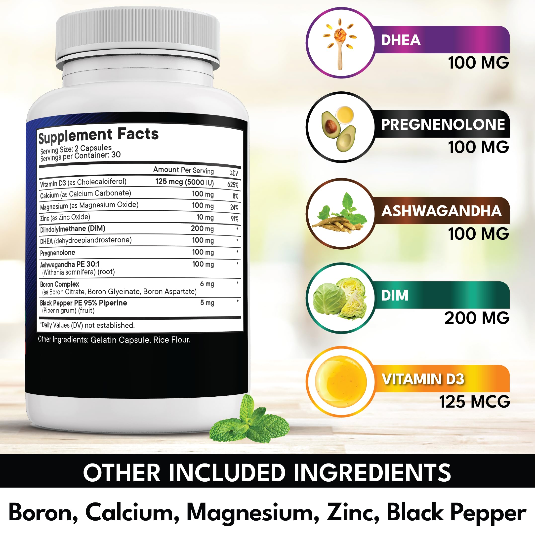 US-made, Non-GMO, third-party tested seal on product packaging