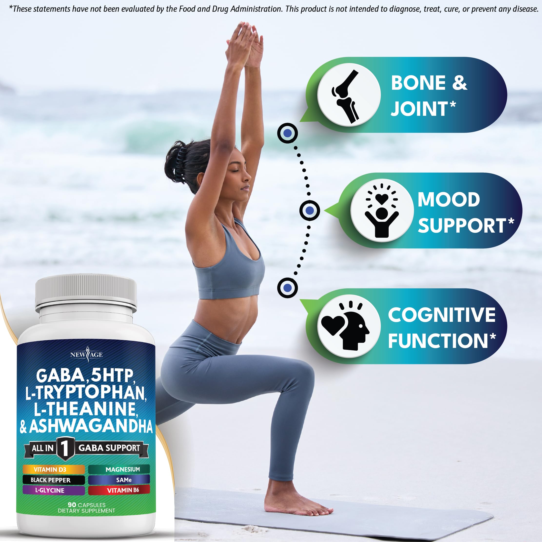 Close-up of ingredients: L-Theanine 200mg and L-Tryptophan 500mg